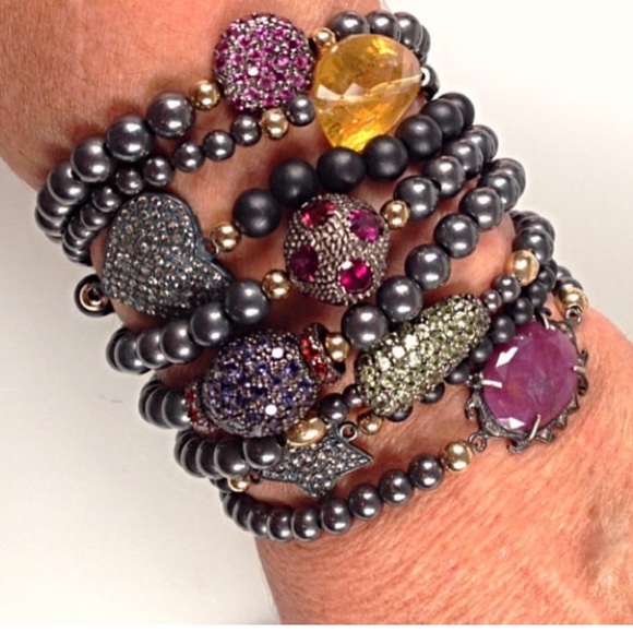 Jessica Kagan Cushman (JKC) Pave Diamond Heart Stretch Bracelet - Picture 8 of 8